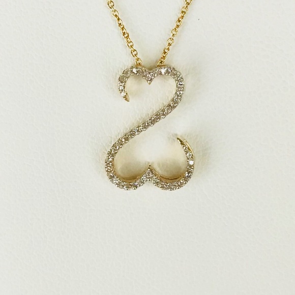 14Kt. Yellow Gold Diamond pendant necklace - Picture 1 of 5